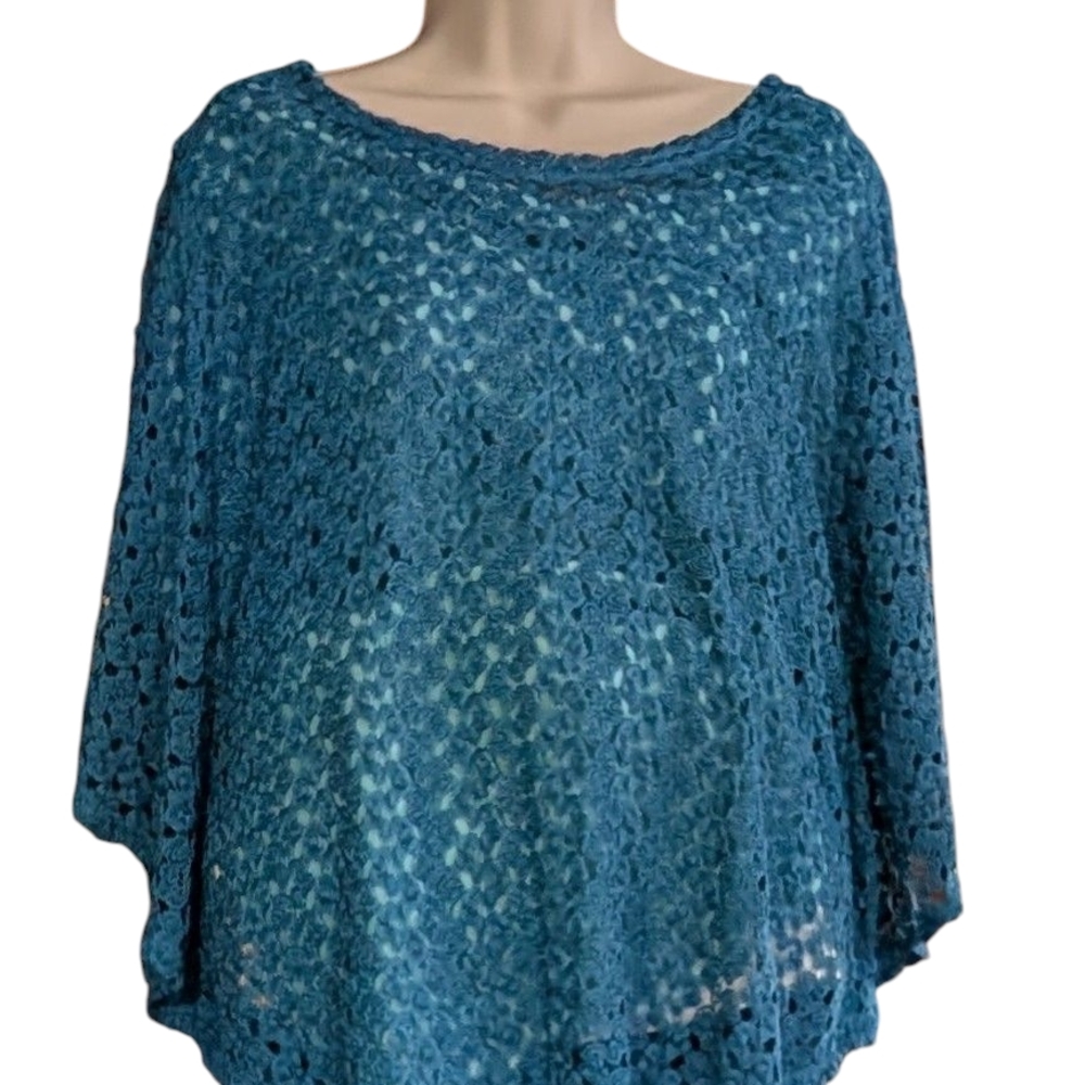 dressbarn Teal Women's Poncho Sweater